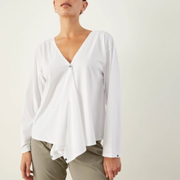 ADAY That's A Wrap Top Convertible Travel Shirt Blouse | Cream | S/M - Picture 4 of 16